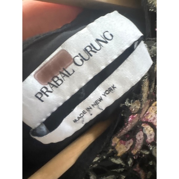 Prabal Gurung Floral Embroidered Sequin Lace Sheath Dress Black Pink Midi - Picture 9 of 12